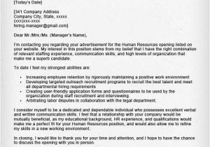 Cover Letter Addressed to Human Resources Human Resources Cover Letter Sample Resume Genius