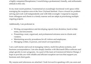 Cover Letter as A Receptionist Best Receptionist Cover Letter Examples Livecareer