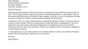 Cover Letter as A Receptionist Medical Receptionist Cover Letter Sample Cover Letters