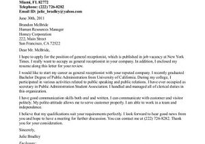 Cover Letter as Receptionist Receptionist Cover Letter Example Http Jobresumesample