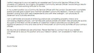 Cover Letter Community Services Community Service Officer Cover Letter Sample Cover