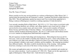 Cover Letter Examples for High School Students with No Experience Example Of Application Letter for No Work Experience