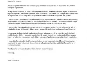 Cover Letter Examples for Mechanical Engineers Mechanical Engineer Cover Letter Example Example Cover
