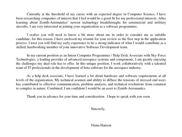 Cover Letter Examples For Science Jobs Computer Science Cover Letter Sample The Letter Sample 