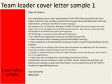Cover Letter Examples for Team Leader Position Team Leader Cover Letter
