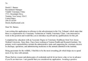 Cover Letter Examples for Veterinary assistant Cover Letter Veterinary assistant Letters Font