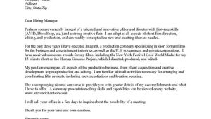 Cover Letter Film Industry Film Production Cover Letter Examples tomyumtumweb Com