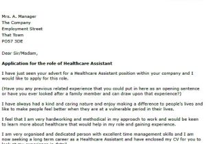 Cover Letter for A Care assistant Covering Letter for Health Care assistant Letter Of