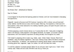 Cover Letter for A Cook Position Chef Cover Letter Sample Monster Com