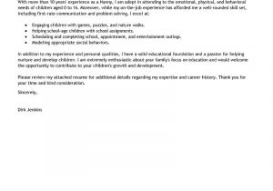 Cover Letter for A Nanny Job Best Nanny Cover Letter Examples Livecareer