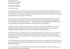 Cover Letter for A Nanny Job Cover Letter Example Nanny Covering Letter Example