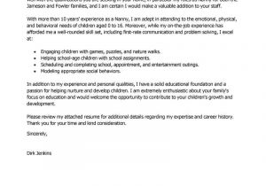 Cover Letter for A Nanny Position with No Experience Best Nanny Cover Letter Examples Livecareer