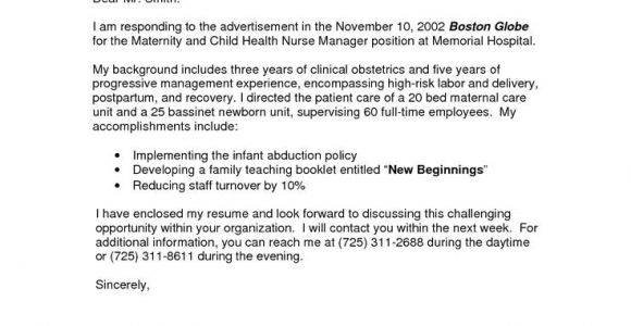 Cover Letter for A Nursing Position Sample Nursing Application Cover Letters Sample Cover