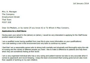 Cover Letter for A Nursing Position Staff Nurse Cover Letter Example Icover org Uk