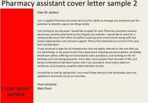 Cover Letter for A Pharmacy assistant Pharmacy assistant Cover Letter