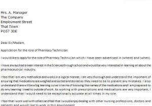 Cover Letter for A Pharmacy assistant Pharmacy Technician Cover Letter Example Icover org Uk