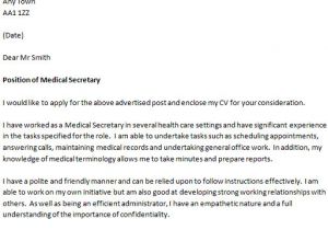 Cover Letter for A Secretary Job Cover Letter for A Medical Secretary Icover org Uk