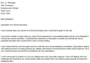 Cover Letter for A Secretary Job Letter Of Application Letter Of Application for Secretary