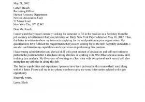 Cover Letter for A Secretary Job Secretary Cover Letter Crna Cover Letter