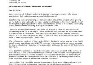 Cover Letter for A Veterinary assistant Veterinary assistant Cover Letter Sample Monster Com