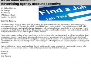 Cover Letter for Ad Agency Advertising Agency Account Executive Cover Letter