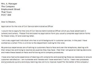 Cover Letter for Administration Officer Civil Service Administrative Officer Cover Letter Example
