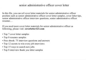 Cover Letter for Administration Officer Senior Administrative Officer Cover Letter