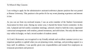 Cover Letter for Administrative assistant at A University Administrative assistant Cover Letter 8 Free Word Pdf