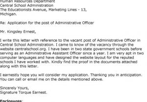 Cover Letter for Administrative Officer Position Cover Letter for Administration Officer Letters Font