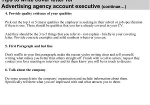 Cover Letter for Advertising Agency Advertising Agency Account Executive Cover Letter