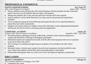Cover Letter for after School Program after School Program Resume Best Resume Collection