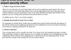 Cover Letter for Airport Job Airport Security Officer Cover Letter