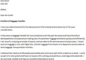 Cover Letter for Airport Job Cover Letter for A Airport Baggage Handler Job Icover org Uk