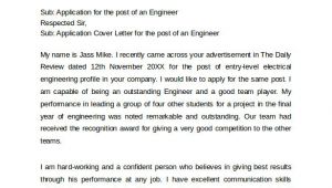 Cover Letter for An Engineering Job 9 Application Cover Letter Templates Sample Templates