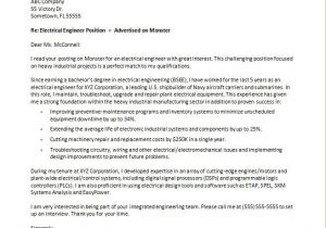 Cover Letter for An Engineering Job Electrical Engineering Cover Letter Sample Monster Com