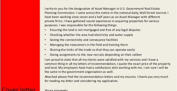 Cover Letter for asset Management Position asset Manager Cover Letter