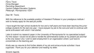 Cover Letter for assistant Professor Job Application Email format to Professor Slim Image