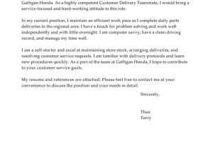 Cover Letter for Automotive Industry Leading Professional Customer Delivery Teammate Cover