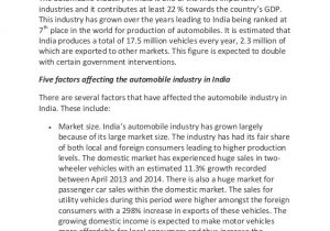 Cover Letter for Automotive Industry Sample Essay On Factors Affecting Automobile Industry In India