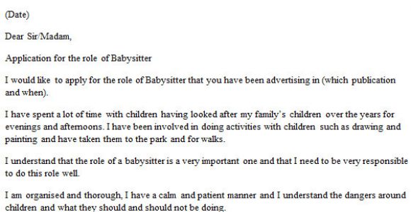 Cover Letter for Babysitter Position Babysitter Cover Letter Example Icover org Uk