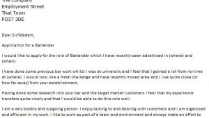Cover Letter for Bartender Position Bartender Cover Letter Example Icover org Uk