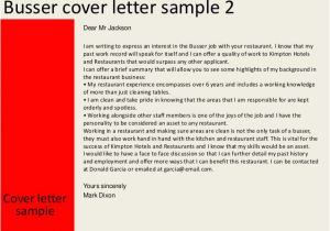 Cover Letter for Busser Busser Cover Letter