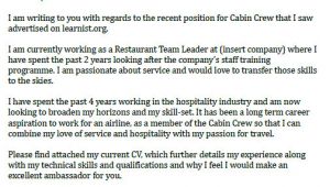 Cover Letter for Cabin Crew Position with No Experience Cabin Crew Cover Letter Example Icover org Uk