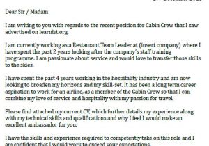 Cover Letter for Cabin Crew Position with No Experience Cabin Crew Cover Letter Example Icover org Uk