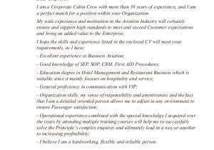 Cover Letter for Cabin Crew Position with No Experience Cover Letter Irina Nagmanova