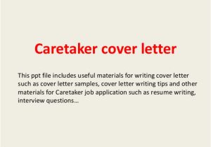 Cover Letter for Caretaker Position Caretaker Cover Letter