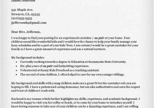 Cover Letter for Caretaker Position Nanny and Caregiver Cover Letter Samples Resume Genius