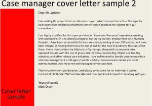 Cover Letter for Case Management Position Case Manager Cover Letter