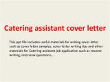 Cover Letter for Catering Job Catering assistant Cover Letter