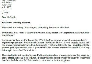 Cover Letter for Classroom assistant Teaching assistant Cover Letter Example Icover org Uk